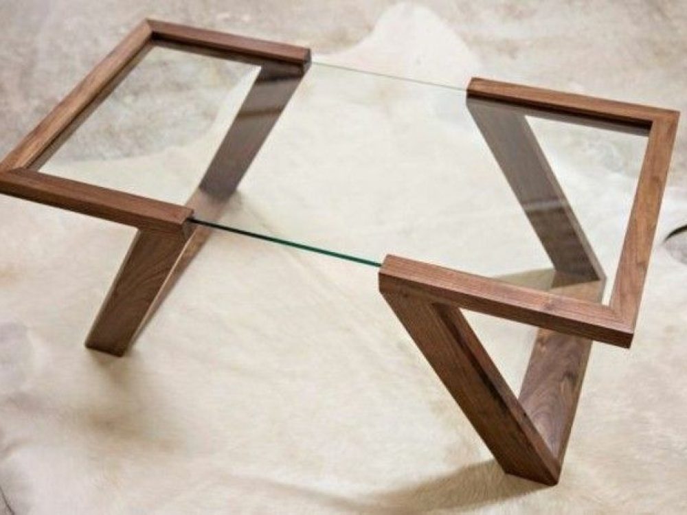 Table basse bois et verre